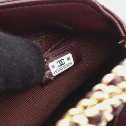 Pre Owned Chanel Matelasse Chain Shoulder Handbag  Leather Bordeaux Ghw