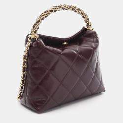 Pre Owned Chanel Matelasse Chain Shoulder Handbag  Leather Bordeaux Ghw