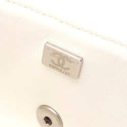 Pre Owned Chanel Matelasse Single Flap Chain Shoulder Bag Fabric White Multicolor Shw