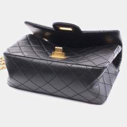 Pre Owned Chanel 2.55 Mini Matelasse Chain Shoulder Bag  Leather Black Ghw Cc