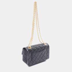 Pre Owned Chanel 2.55 Mini Matelasse Chain Shoulder Bag  Leather Black Ghw Cc