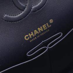 Pre Owned Chanel Matelasse W Flap Chain Shoulder Bag  Leather Navy Ghw Cc
