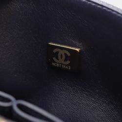 Pre Owned Chanel Matelasse W Flap Chain Shoulder Bag  Leather Navy Ghw Cc