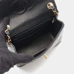 Pre Owned Chanel Mini Matelasse Chain Shoulder Bag  Leather Black Ghw Cc
