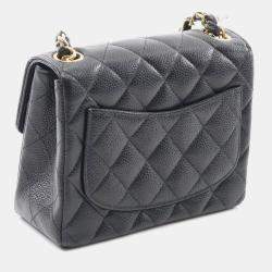 Pre Owned Chanel Mini Matelasse Chain Shoulder Bag  Leather Black Ghw Cc
