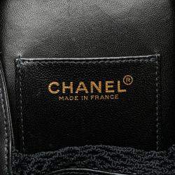 Pre Owned Chanel Black Lambskin and Satin Camellia Flower Evening Bag