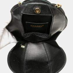 Pre Owned Chanel Black Lambskin and Satin Camellia Flower Evening Bag