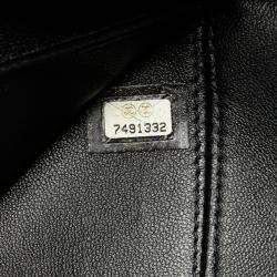 Pre Owned Chanel Black Lambskin and Satin Camellia Flower Evening Bag