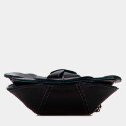 Pre Owned Chanel Black Lambskin and Satin Camellia Flower Evening Bag