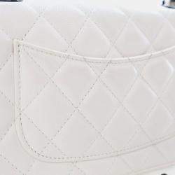 مملوكة مسبقًا حقيبة شانيل محفظة ماي ايفرينج أبيض كافيار على سلسلة