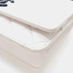 مملوكة مسبقًا حقيبة شانيل محفظة ماي ايفرينج أبيض كافيار على سلسلة