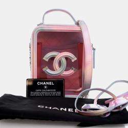 Pre Owned Chanel Filigree Small Pink PVC Vertical Vanity Case