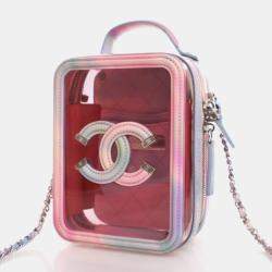 Pre Owned Chanel Filigree Small Pink PVC Vertical Vanity Case