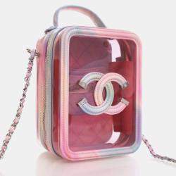 Pre Owned Chanel Filigree Small Pink PVC Vertical Vanity Case