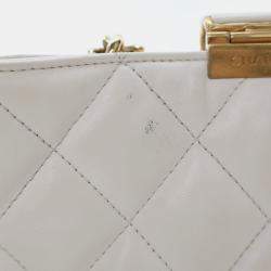 Pre Owned Chanel CC Chain Small White Lambskin Hobo Bag