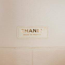 Pre Owned Chanel Beige Medium Classic Printed Denim Floral Double Flap