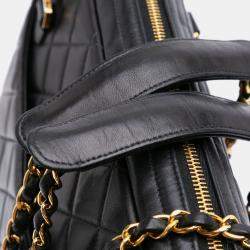 Pre Owned Chanel Black Quilted Lambskin Shoulder Bag