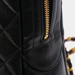Pre Owned Chanel Black Quilted Lambskin Shoulder Bag