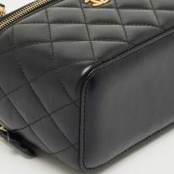 Pre Owned Chanel Black Quilted Leather Tiny Vanity Case Bag