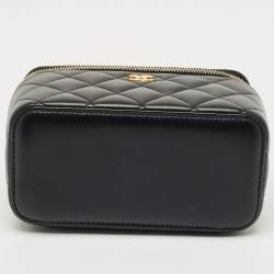 Pre Owned Chanel Black Quilted Leather Tiny Vanity Case Bag