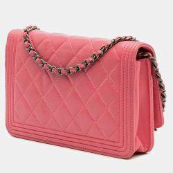 مملوكة مسبقًا محفظة شانيل صبي سلسلة محفظة من الجلد الوردي