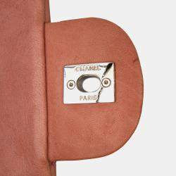 Pre Owned Chanel Orange Classic Lambskin East West Single Flap