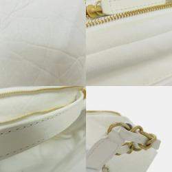 Pre Owned Chanel Cube Vanity White Leather Shoulder Bag 