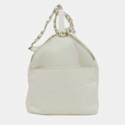 Pre Owned Chanel Cube Vanity White Leather Shoulder Bag 