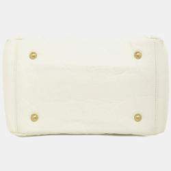 Pre Owned Chanel Cube Vanity White Leather Shoulder Bag 