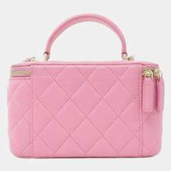 Pre Owned Chanel Vanity Pink Leather Shoulder Bag