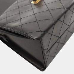 Pre Owned Chanel 2.55 Trapezoid Reissue Black Lambskin Leather Shoulder Bag