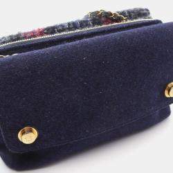 Pre Owned Chanel Paris-Hamburg Double Side Multicolor Tweed and Leather Shoulder Bag