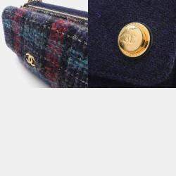 Pre Owned Chanel Paris-Hamburg Double Side Multicolor Tweed and Leather Shoulder Bag