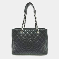 Pre Owned Chanel GST Black Leather Tote Bag