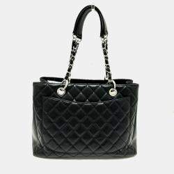 Pre Owned Chanel GST Black Leather Tote Bag