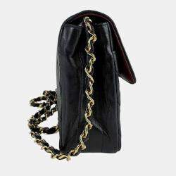 Pre Owned Chanel Black Lambskin Leather Shoulder Bag