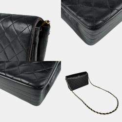 Pre Owned Chanel Black Lambskin Leather Shoulder Bag