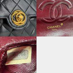 Pre Owned Chanel Black Lambskin Leather Shoulder Bag