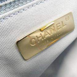 Pre Owned Chanel 19 Light Blue Cord Shoulder Bag