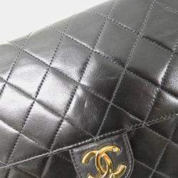 Pre Owned Chanel Black Lambskin Leather Shoulder Bag