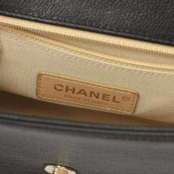 Pre Owned Chanel Click Label Black Leather Shoulder Bag