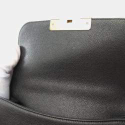 Pre Owned Chanel Click Label Black Leather Shoulder Bag
