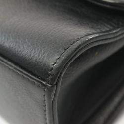 Pre Owned Chanel Click Label Black Leather Shoulder Bag