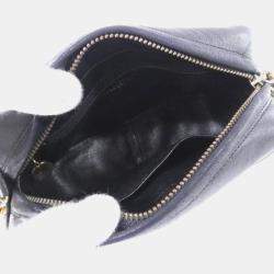 Pre Owned Chanel Chevron Black Leather Shoulder Bag