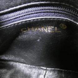 Pre Owned Chanel Chevron Black Leather Shoulder Bag