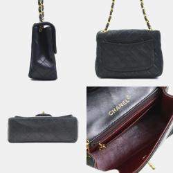 Pre Owned Chanel Black Lambskin Leather Shoulder Bag