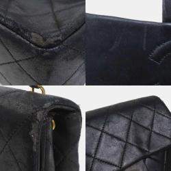 Pre Owned Chanel Black Lambskin Leather Shoulder Bag