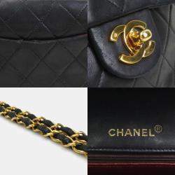 Pre Owned Chanel Black Lambskin Leather Shoulder Bag