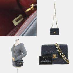 Pre Owned Chanel Black Lambskin Leather Shoulder Bag