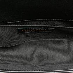 Pre Owned Chanel Small Braided Black Sheepskin Boy Flap